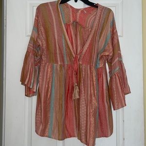 Boho Blouse with Bell Sleeves, Size Large.